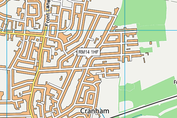 RM14 1HF map - OS VectorMap District (Ordnance Survey)