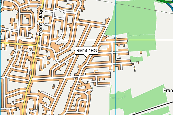 RM14 1HG map - OS VectorMap District (Ordnance Survey)