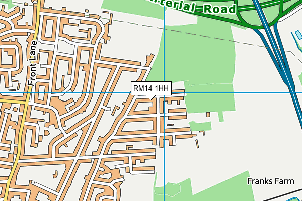 RM14 1HH map - OS VectorMap District (Ordnance Survey)