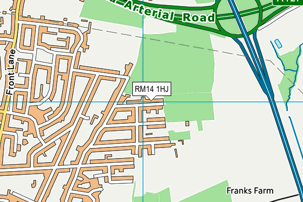 RM14 1HJ map - OS VectorMap District (Ordnance Survey)