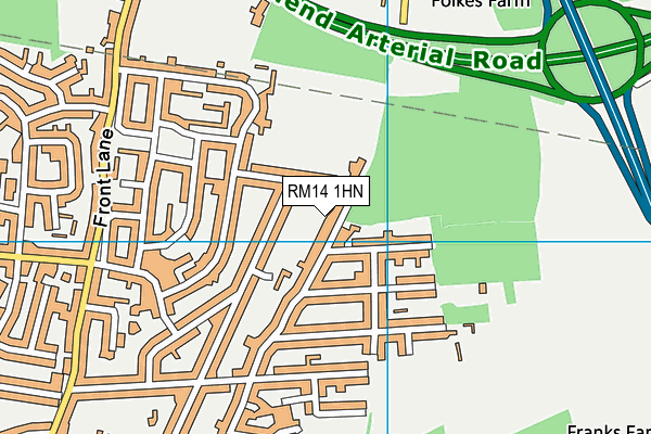 RM14 1HN map - OS VectorMap District (Ordnance Survey)