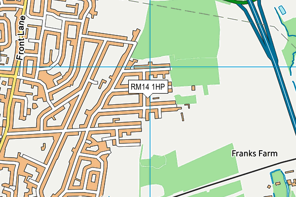 RM14 1HP map - OS VectorMap District (Ordnance Survey)