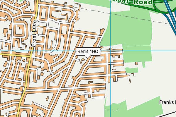 RM14 1HQ map - OS VectorMap District (Ordnance Survey)