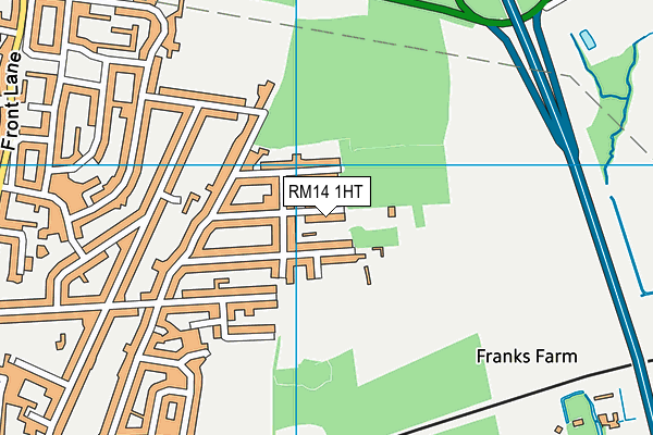 RM14 1HT map - OS VectorMap District (Ordnance Survey)