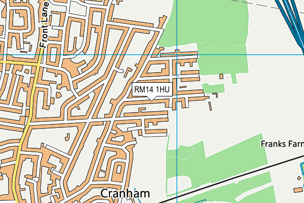 RM14 1HU map - OS VectorMap District (Ordnance Survey)