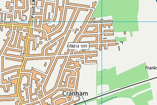 RM14 1HY map - OS VectorMap District (Ordnance Survey)