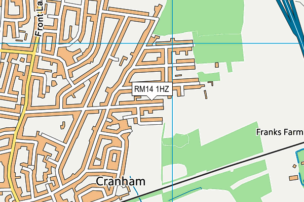 RM14 1HZ map - OS VectorMap District (Ordnance Survey)