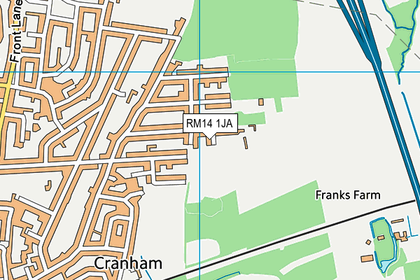 RM14 1JA map - OS VectorMap District (Ordnance Survey)