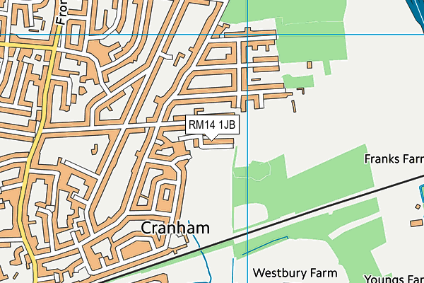 RM14 1JB map - OS VectorMap District (Ordnance Survey)