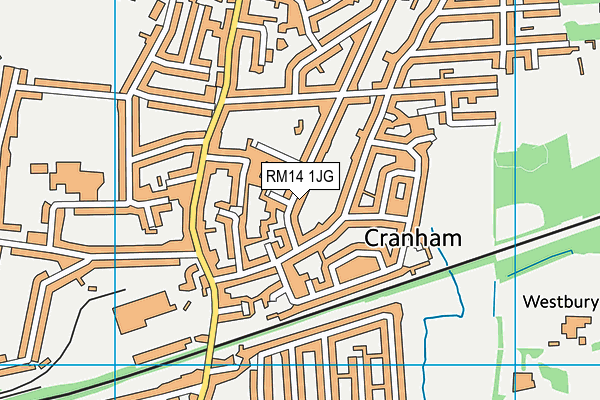 RM14 1JG map - OS VectorMap District (Ordnance Survey)