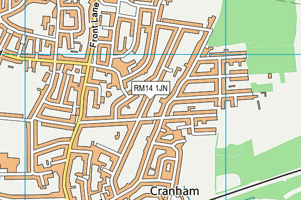 RM14 1JN map - OS VectorMap District (Ordnance Survey)