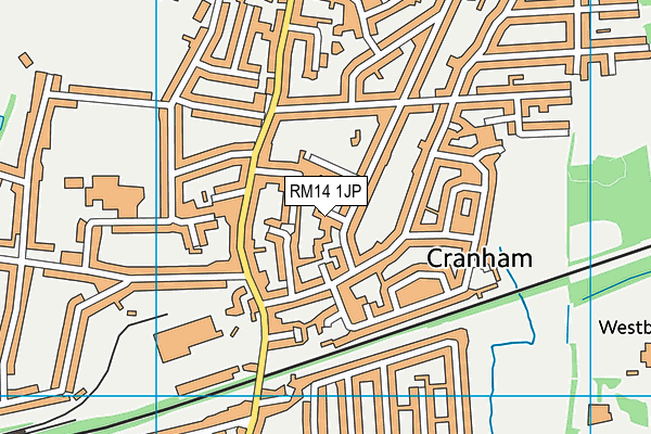 RM14 1JP map - OS VectorMap District (Ordnance Survey)