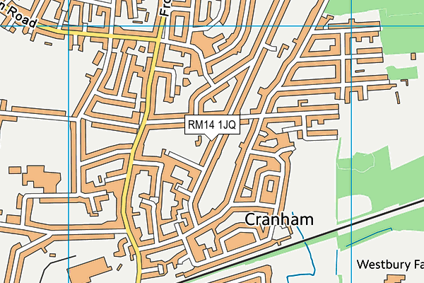 RM14 1JQ map - OS VectorMap District (Ordnance Survey)
