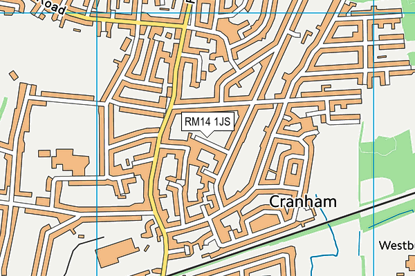 RM14 1JS map - OS VectorMap District (Ordnance Survey)