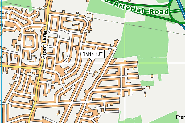 RM14 1JT map - OS VectorMap District (Ordnance Survey)