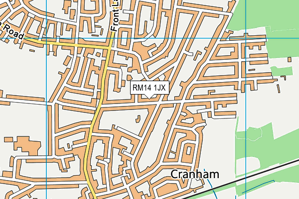 RM14 1JX map - OS VectorMap District (Ordnance Survey)