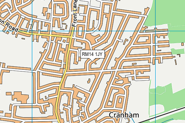 RM14 1JY map - OS VectorMap District (Ordnance Survey)