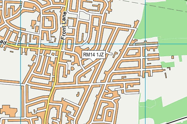 RM14 1JZ map - OS VectorMap District (Ordnance Survey)