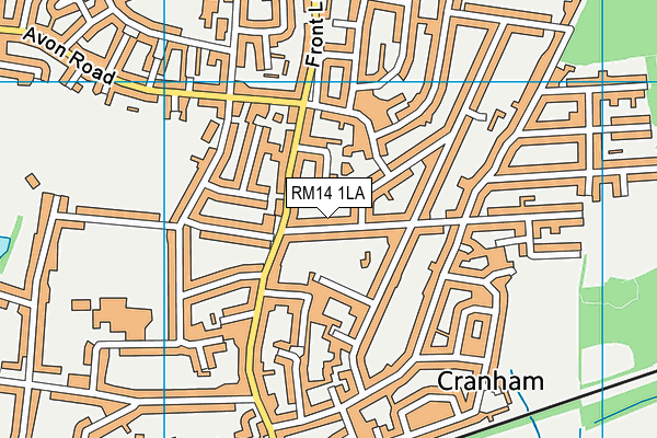 RM14 1LA map - OS VectorMap District (Ordnance Survey)