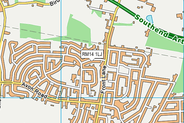 RM14 1LJ map - OS VectorMap District (Ordnance Survey)