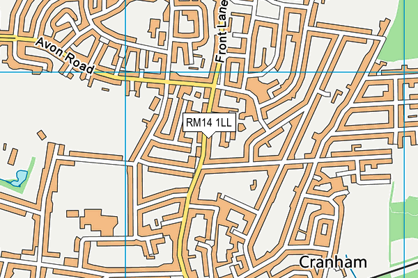 RM14 1LL map - OS VectorMap District (Ordnance Survey)