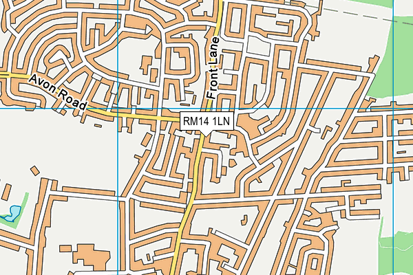 RM14 1LN map - OS VectorMap District (Ordnance Survey)