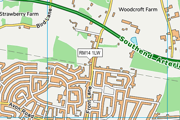 RM14 1LW map - OS VectorMap District (Ordnance Survey)