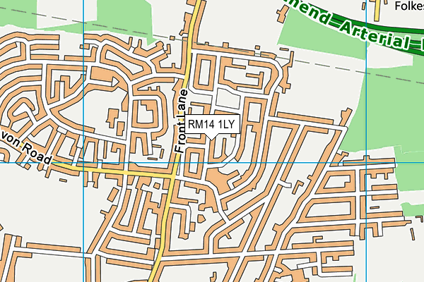 RM14 1LY map - OS VectorMap District (Ordnance Survey)