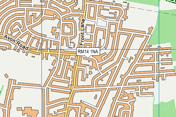 RM14 1NA map - OS VectorMap District (Ordnance Survey)