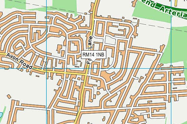 RM14 1NB map - OS VectorMap District (Ordnance Survey)