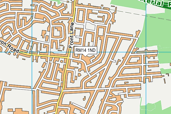 RM14 1ND map - OS VectorMap District (Ordnance Survey)