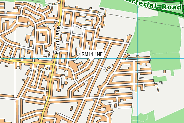 RM14 1NF map - OS VectorMap District (Ordnance Survey)