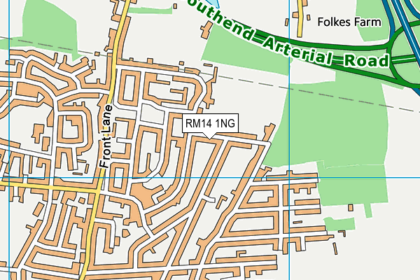 RM14 1NG map - OS VectorMap District (Ordnance Survey)