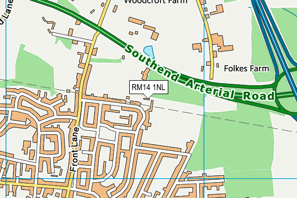 RM14 1NL map - OS VectorMap District (Ordnance Survey)