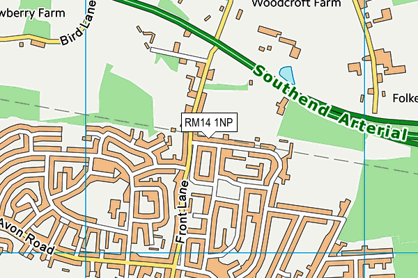 RM14 1NP map - OS VectorMap District (Ordnance Survey)