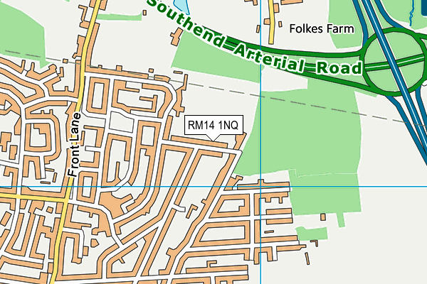 RM14 1NQ map - OS VectorMap District (Ordnance Survey)