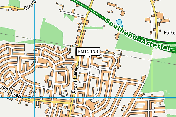 RM14 1NS map - OS VectorMap District (Ordnance Survey)