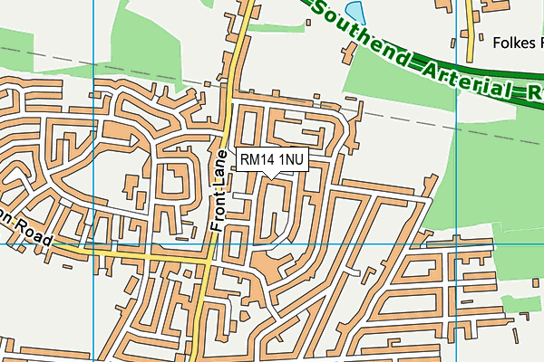 RM14 1NU map - OS VectorMap District (Ordnance Survey)