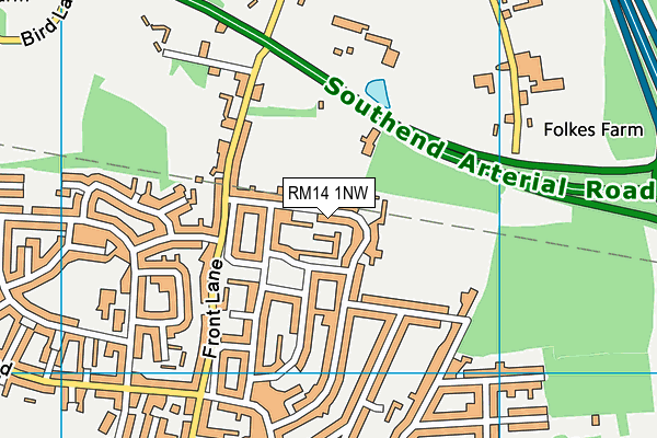 RM14 1NW map - OS VectorMap District (Ordnance Survey)