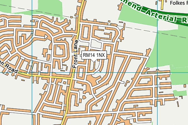 RM14 1NX map - OS VectorMap District (Ordnance Survey)