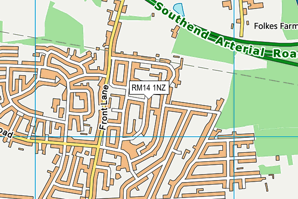 RM14 1NZ map - OS VectorMap District (Ordnance Survey)