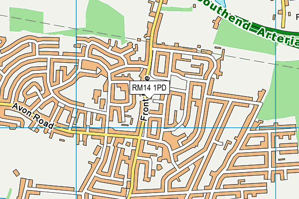 RM14 1PD map - OS VectorMap District (Ordnance Survey)