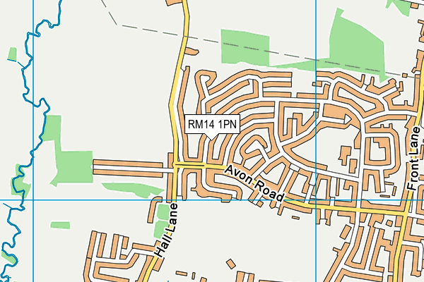 RM14 1PN map - OS VectorMap District (Ordnance Survey)