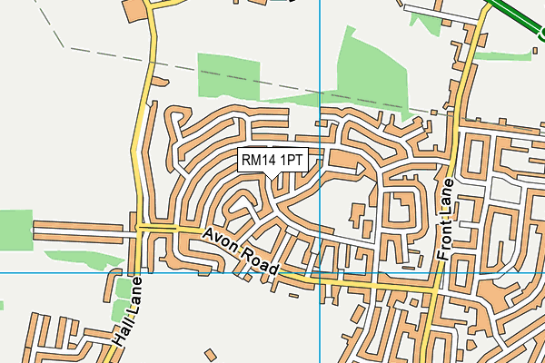 RM14 1PT map - OS VectorMap District (Ordnance Survey)