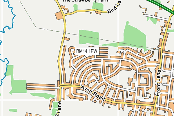 RM14 1PW map - OS VectorMap District (Ordnance Survey)