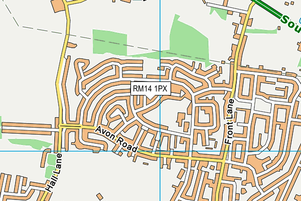 RM14 1PX map - OS VectorMap District (Ordnance Survey)