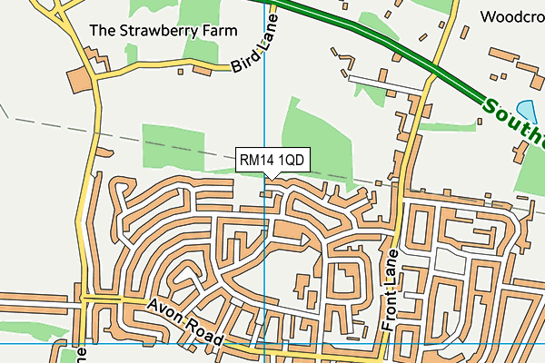 RM14 1QD map - OS VectorMap District (Ordnance Survey)