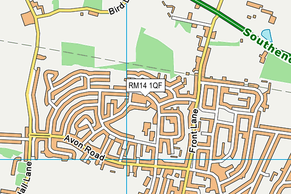 RM14 1QF map - OS VectorMap District (Ordnance Survey)