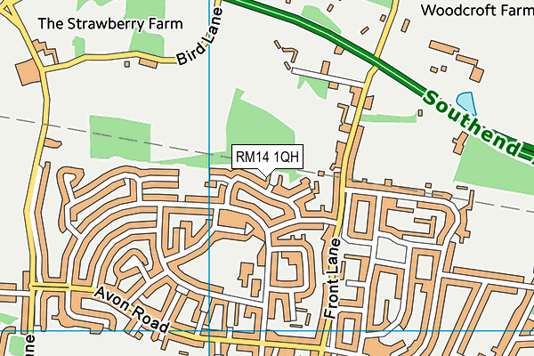 RM14 1QH map - OS VectorMap District (Ordnance Survey)