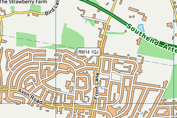 RM14 1QJ map - OS VectorMap District (Ordnance Survey)